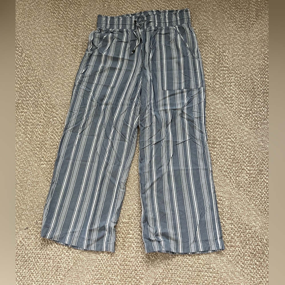 Abercrombie & Fitch Blue and White Striped flowy Pants
